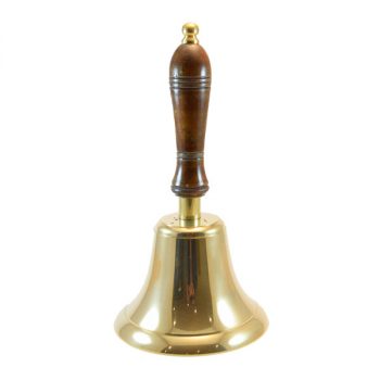 School Bell, with Wooden Handle, Brass