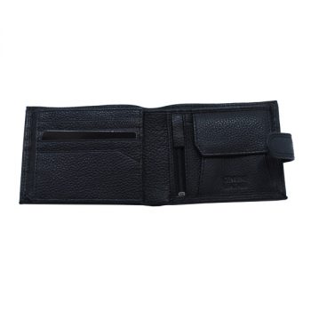Wallet, Solid Leather, Hide and Chic, Black with Clip - Inside