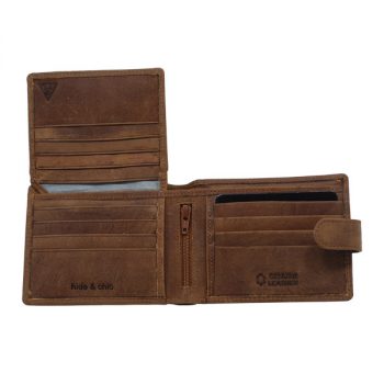Wallet, Solid Leather, Hide and Chic, Brown with Clip - Inside