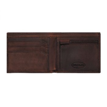 Wallet, Solid Leather, Short Style, Bi-fold, Silver Conchos and Zip, Brown, inside