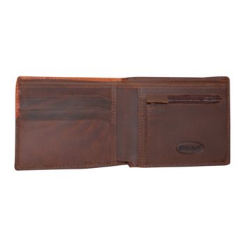 Wallet, Solid Leather, Short Style, Bi-fold, Stitch Bull Rider Concho, Brown/Tan, inside