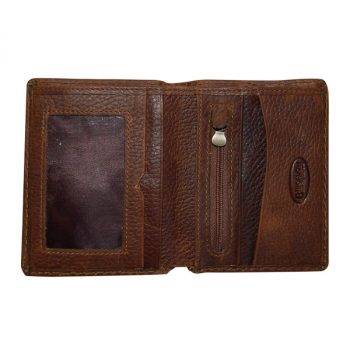 Wallet, Solid Leather, Short Style, Bi-fold, Campdrafter with Zip, Brown, inside