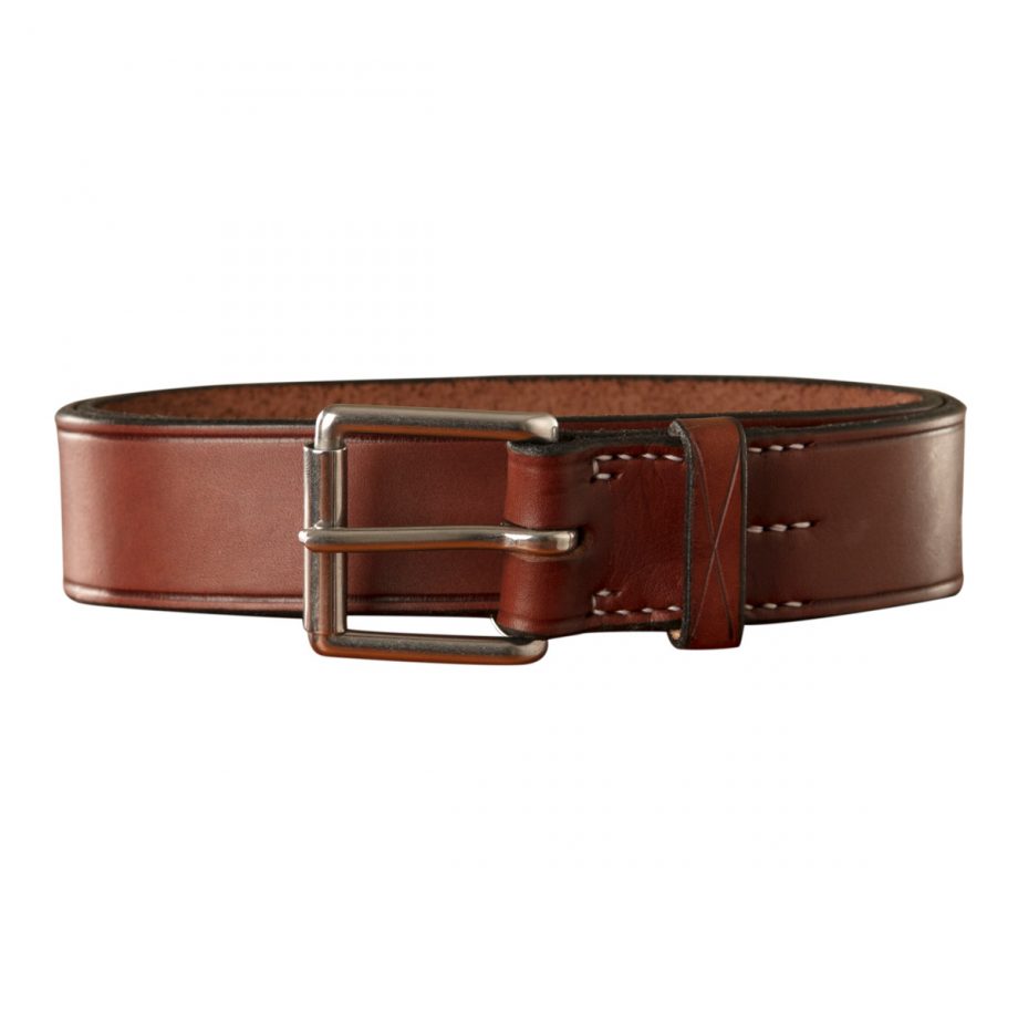 Stockmans Belt, Solid Leather, with Brass Swage Buckle - Plain 2