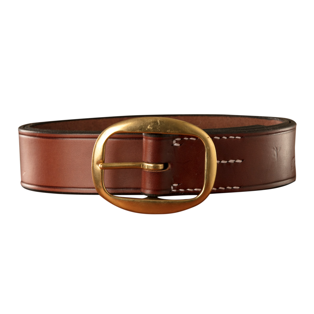 Stockmans Belt, Solid Leather, with Brass Swage Buckle - Plain 3