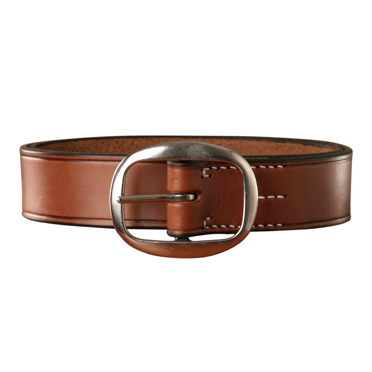 Stockmans Belt, Solid Leather, with Brass Swage Buckle - Plain 4