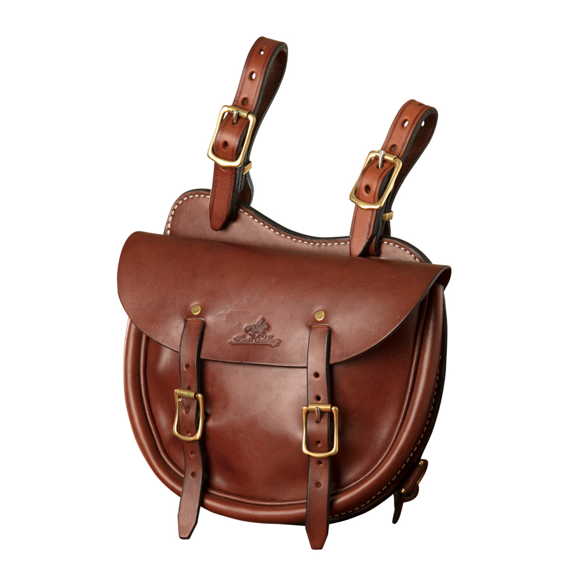 Oval Saddle Bag, Solid Leather, Medium Size 6