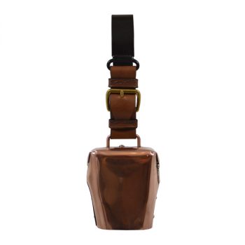 Condamine Cow Bell, with Leather Ringer, Leather Strap and Metal Hanger - Copper