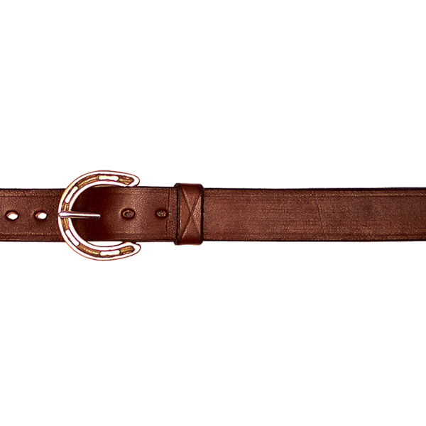1" (25mm) Leather Belt with Brass Horseshoe Buckle and Ring