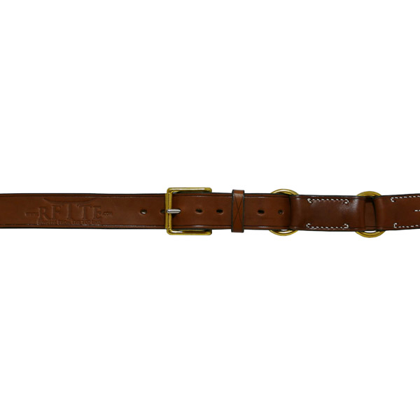 1 1/2" (38mm) RFTTE Belt, Solid Leather, with 2 Brass Rings and Brass Roller Buckle 3