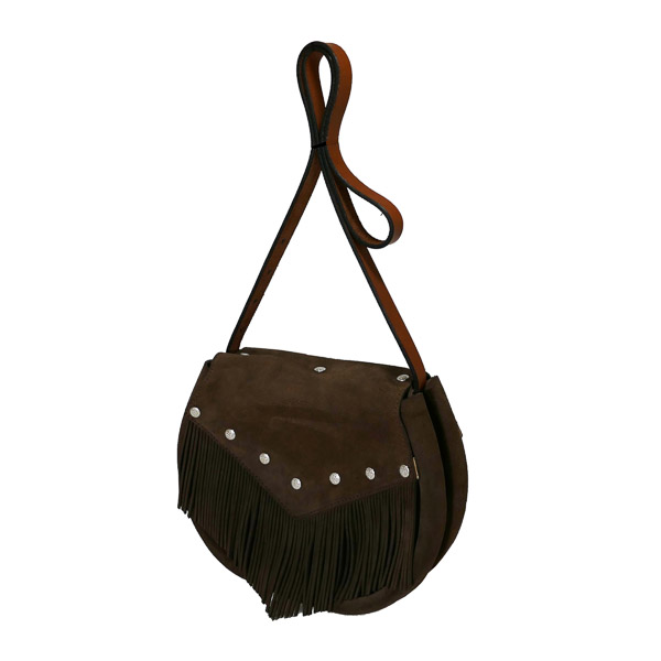 Handbag, Heritage, Rodeo Girl Saddle Bag, Suede Leather, Chocolate