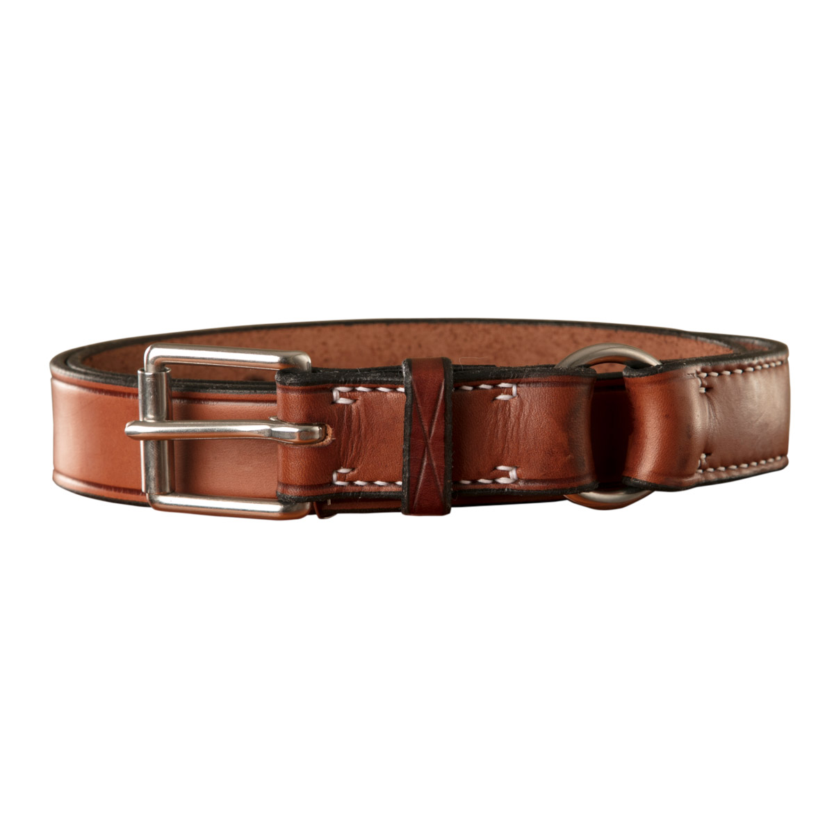 Stockmans Belt, Solid Leather, with Stainless Steel Roller Buckle and Ring 1