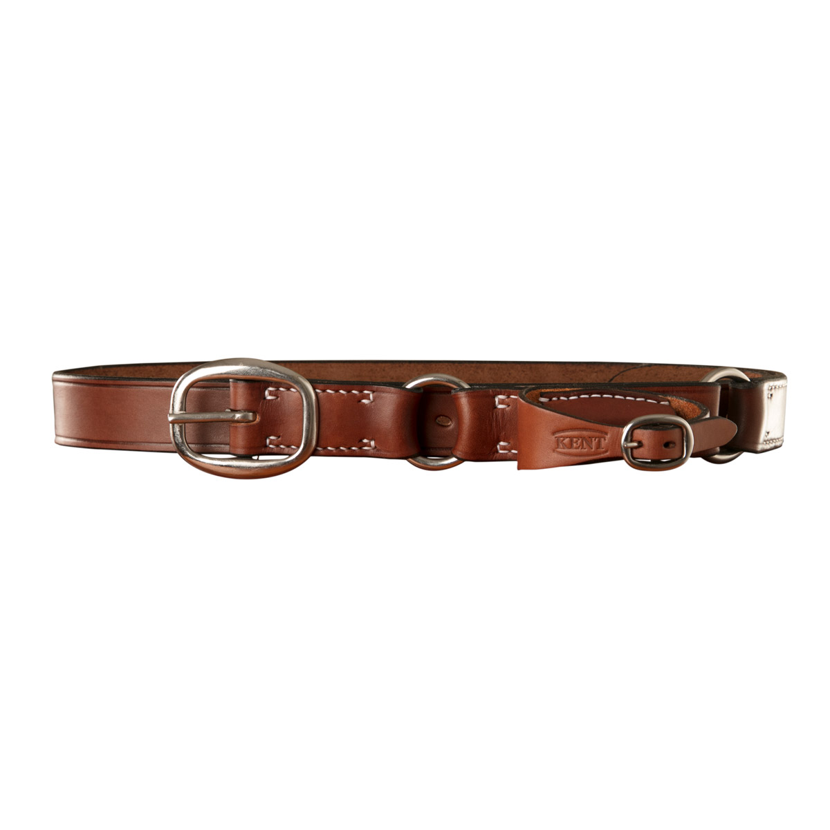 Stockmans Hobble Style Belt, Solid Leather, with Stainless Steel Swage Buckle, 2 Rings and Pouch for Pocket Knife 1