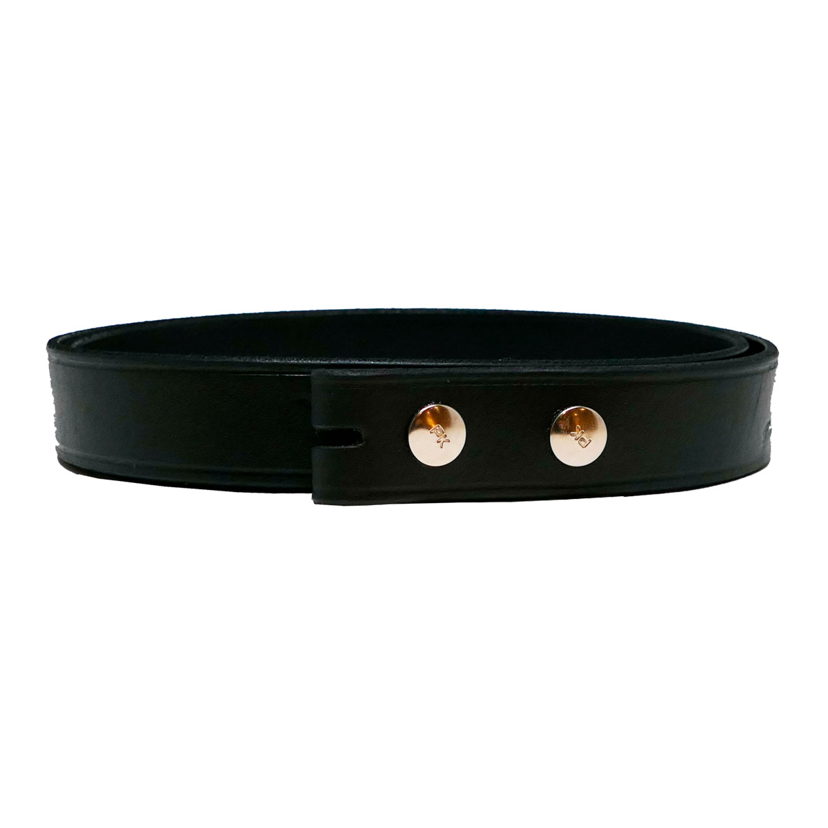 Strap for Trophy Buckle, Black Leather with Nickle Plated Press Studs 1