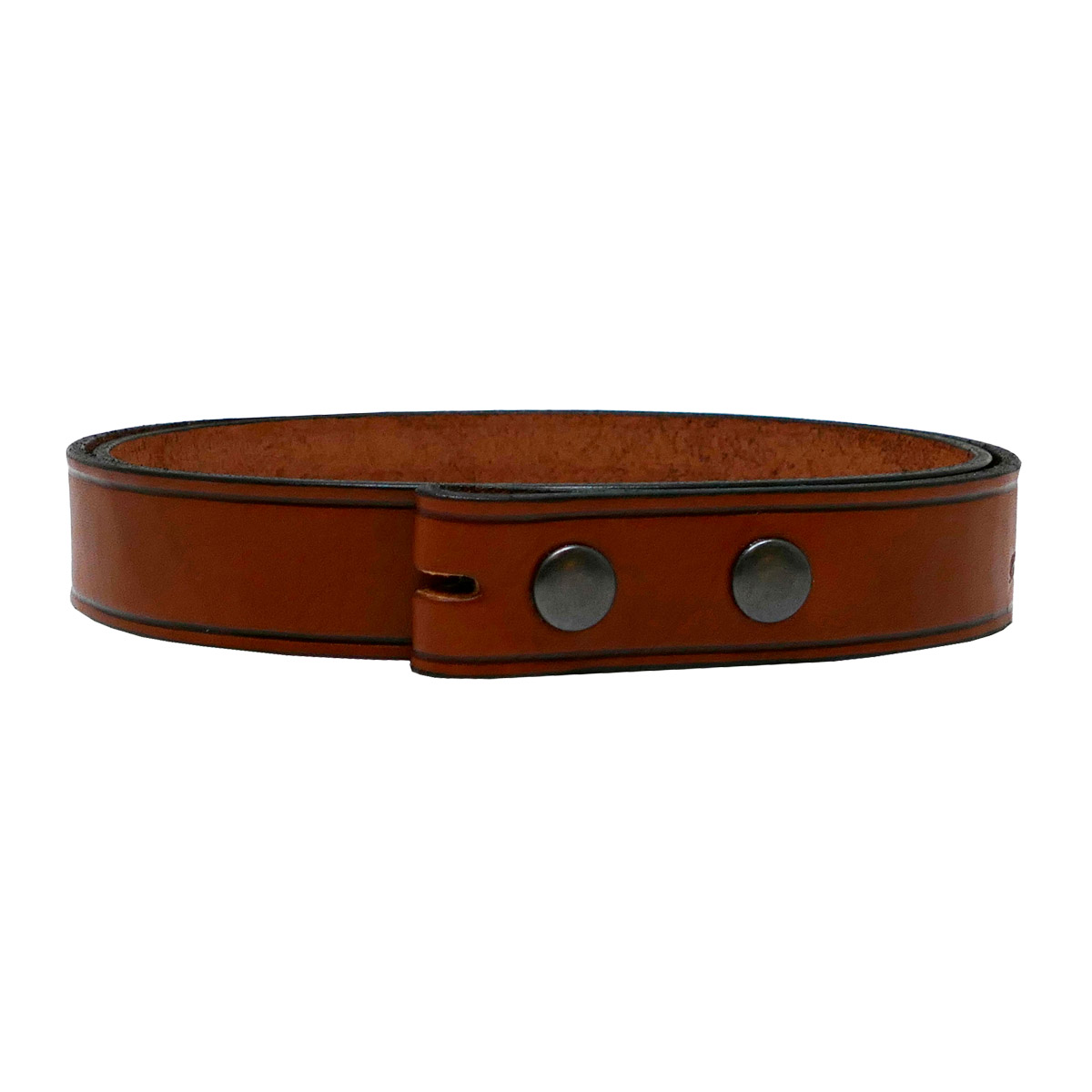 Strap for Trophy Buckle, Brown Leather, with Nickel Plated Press Studs 1