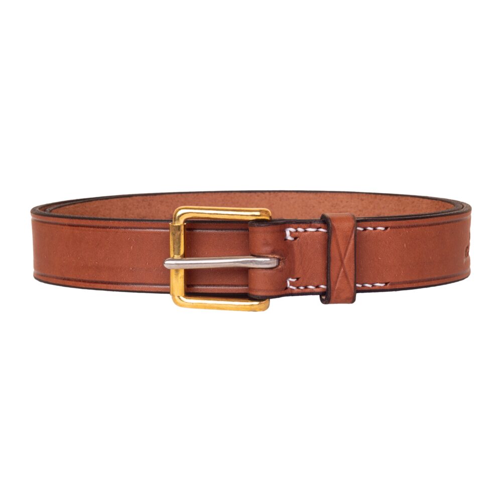 SPLIT LEATHER BELT WITH PYRAMID STUDS